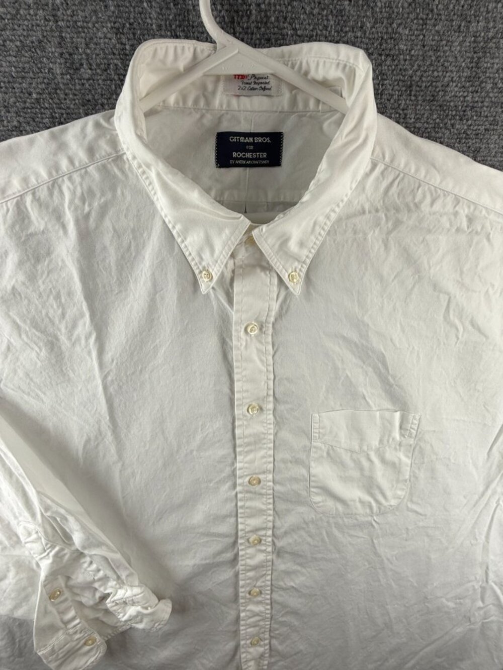 Gitman Bros Pinpoint Oxford USA 20 38 Button-Down Cotton Ttx White Long Sleeve